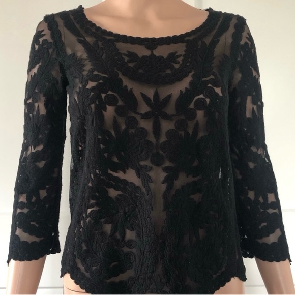 H&M Tops - H&M Black See Through 3/4 Sleeve Blouse